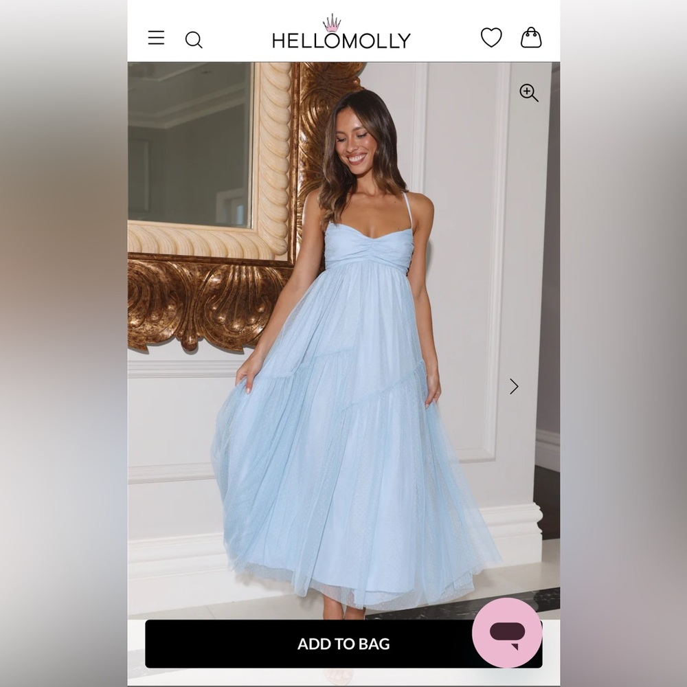 Hello Molly Light Blue Strappy Tulle Midi Dress